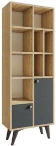 Βιβλιοθήκη Lasko 811MDD3609 60x30x170cm Anthracite-Oak