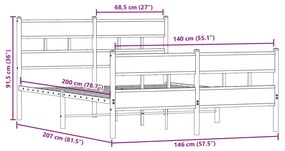 ΣΚΕΛΕΤΟΣ ΚΡΕΒ. ΧΩΡΙΣ ΣΤΡΩΜΑ ΚΑΠΝΙΣΤΗ ΔΡΥΣ 140X200 ΕΚ. ΜΕΤΑΛΛΙΚΟ 4017072