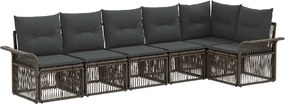 vidaXL Σετ Καναπέ Κήπου 6 pcs Γκρι συνθετικό ρατάν