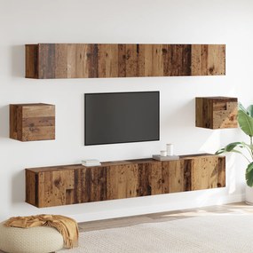 vidaXL Σετ επίπλου τηλεόρασης 6 pcs Παλαιό ξύλο 100 x 30 x 30 cm ξύλο