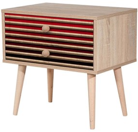 Κομοδίνο Two 869VEL3512 60x40x61cm Oak-Red