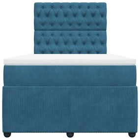vidaXL Κρεβάτι Boxspring με Στρώμα Σκούρο Μπλε 120x190 εκ. Βελούδινο