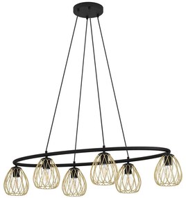 Φωτιστικό Οροφής Jazminia 1 116x56,5x150cm 6xE27 40W Black-Brass Eglo Steel