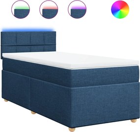 vidaXL Κρεβάτι Boxspring με Στρώμα Μπλε 90x190 εκ.Υφασμάτινο