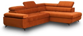 Γωνιακός καναπές κρεβάτι Dragonis, πορτοκαλί βελούδο 268x97x201cm- Δεξιά γωνία-BOG3256