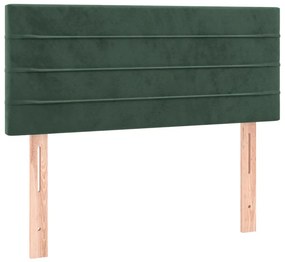 vidaXL Κρεβάτι Boxspring με Στρώμα Σκούρο Πράσινο 120x200εκ. Βελούδινο