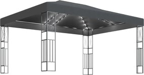 vidaXL Κιόσκι με Φωτάκια LED Ανθρακί 3 x 4 μ. Υφασμάτινο