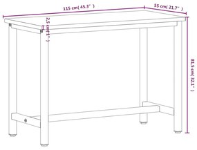 Πάγκος Εργασίας 115x55x81,5εκ. από Μασίφ Ξύλο Οξιάς και Μέταλλο - Καφέ