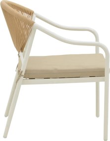 Σαλόνι Bonanza pakoworld σετ 4τμχ rattan μπεζ-αλουμίνιο λευκό