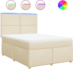vidaXL Κρεβάτι Boxspring με Στρώμα Κρεμ 140x190 εκ. Υφασμάτινο