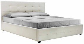 Κρεβάτι Roi pakoworld διπλό 160x200 PU λευκό ματ + αποθηκευτικό χώρο με ανατομικές τάβλες