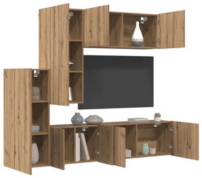 vidaXL Μονάδα Τοίχου Τηλεόρασης 5 pcs Artisan Oak Επεξεργασμένο ξύλο