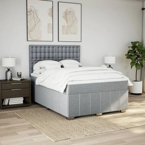 vidaXL Κρεβάτι Boxspring με Στρώμα Ανοιχτό Γκρι 140x190 εκ. Υφασμάτινο