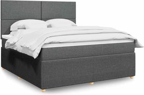 vidaXL Κρεβάτι Boxspring με Στρώμα Σκούρο Γκρι 180x200 εκ Υφασμάτιν