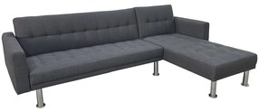 Καναπές Κρεβάτι Γωνιακός ArteLibre OBERON Γκρι Ύφασμα 240x102/175x40cm