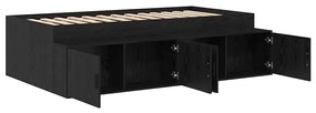 vidaXL Κρεβάτι με αποθηκευτικό χώρο Μαύρη δρυς 90 x 200 cm