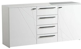 Κομότα - Μπουφές Ksanti 3K4F Λευκή - Λευκή Λάκα 163x40x80.5 εκ. 163x40x80.5 εκ.