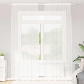 vidaXL Κουρτίνα Δαντέλας με κουρτίνες Λευκό 260 x 150 εκ Πολυεστέρας