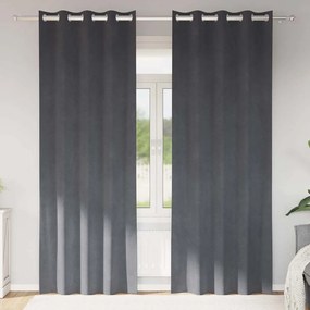 vidaXL Curtains Blackout  με Μάτια 2 τμχ Σούπερ Ανοιχτό Γκρι Βελούδο