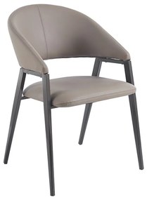 DELI Πολυθρόνα Μέταλλο Βαφή Μαύρο, Pu Cappuccino  52x62x83cm [-Μαύρο-, -Μπεζ-Tortora-Sand-Cappuccino-] [-PU - PVC-, -Μέταλλο-] ΕΜ175,3