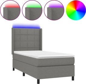 vidaXL LED Κρεβάτι με βάθρο με κεφαλάρι ύφασμα