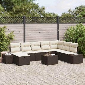 vidaXL Σετ Καναπέ Κήπου 9 pcs Καφέ 55 x 62 x 69 εκ Πολυ ράταν