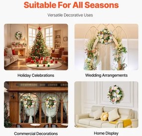 VEVOR Artificial Decorative Wreath 24 in White Pink Yellow Peonies Hydrangeas