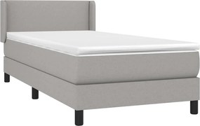 vidaXL Κρεβάτι Boxspring με Στρώμα Ανοιχτό Γκρι 100x200 εκ. Υφασμάτινο
