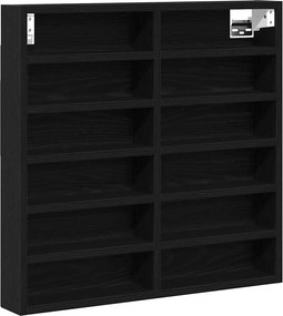 vidaXL Βιτρίνα Επιτοίχιο Μαύρη Οξυά 60 x 8,5 x 58 εκ