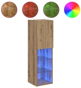 vidaXL Έπιπλο Τηλεόρασης με LED Αρτισιανή Δρυς 30,5x30x102 εκ.