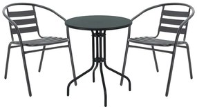 Τραπεζαρία Vergo-Tade pakoworld 3τεμ μαύρο μέταλλο Φ60x70εκ 130-000138