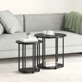 vidaXL Σετ βοηθητικά τραπεζάκια με ράφι 2 pcs Μαύρη Οξυά