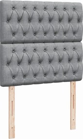 vidaXL Κρεβάτι Boxspring με Στρώμα Ανοιχτό Γκρι 90x200 εκ. Υφασμάτινο