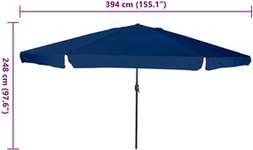 vidaXL Ομπρέλα Κήπου 394 x 394 x 248 εκ Πολυεστέρας και Χάλυβας