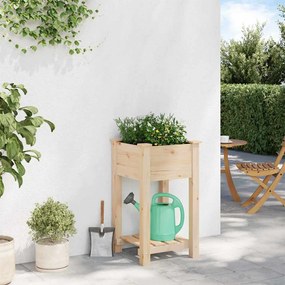 vidaXL Γλάστρα Κήπου με ράφι Μπεζ 45 x 45 x 76.5 εκ Στερεό ξύλο έλατου