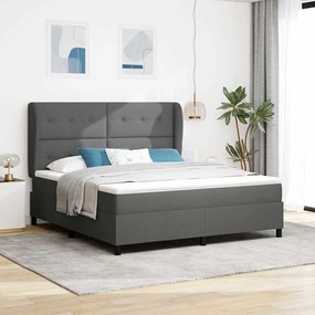 vidaXL Κρεβάτι με Στρώμα σε Σκούρο Γκρι, 180x200 cm Υφάσματος
