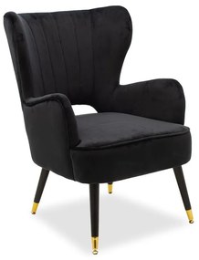 Πολυθρόνα - Μπερζέρα Lark 110-000025 65x74x90cm Black Velvet, Metal