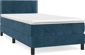 vidaXL Κρεβάτι Boxspring με Στρώμα Σκούρο Μπλε 100x200 εκ. Βελούδινο