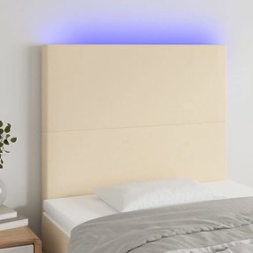 VidaXL Κεφαλάρι Κρεβατιού LED Κρεμ 80x5x118/128εκ. Υφασμάτινο