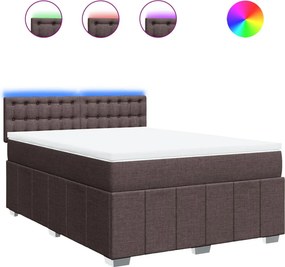 vidaXL Κρεβάτι Boxspring με Στρώμα Σκούρο Καφέ 160x200 εκ Υφασμάτινο