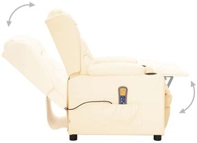 vidaXL Πολυθρόνα Μασάζ Κρεμ από Συνθετικό Δέρμα