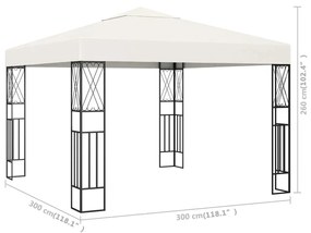 vidaXL Κιόσκι Κρεμ 3 x 3 μ. Υφασμάτινο