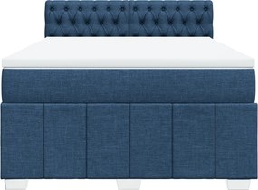 vidaXL Κρεβάτι Boxspring με Στρώμα Μπλε 160x200 εκ. Υφασμάτινο