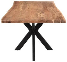 Τραπέζι Slim pakoworld μασίφ ξύλο ακακίας καρυδί-πόδι μαύρο 200x100x75.6εκ