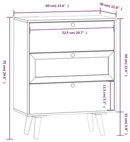 Συρταριέρα 60 x 30 x 75 εκ. από Επεξεργασμένο Ξύλο - Μαύρο