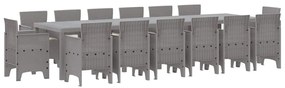vidaXL Σέτ φαγητού για κήπο 15 pcs Ανοιχτό γκρι Rattan Polt