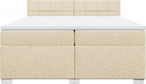 vidaXL Κρεβάτι Boxspring με Στρώμα Κρεμ 200x200 εκ. Υφασμάτινο