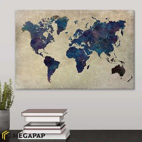 ΠΙΝΑΚΑΣ ΣΕ ΚΑΜΒΑ "WORLD MAP" MEGAPAP ΨΗΦΙΑΚΗΣ ΕΚΤΥΠΩΣΗΣ 75X50X3ΕΚ.