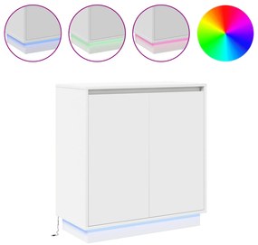 vidaXL LED Κομοδίνο Λευκό - 71x34,5x75 εκ., Φτιαγμένο από Επεξεργασμένο Ξύλο