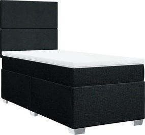 vidaXL Κρεβάτι Boxspring με Στρώμα Μαύρο 90x190 εκ.Υφασμάτινο